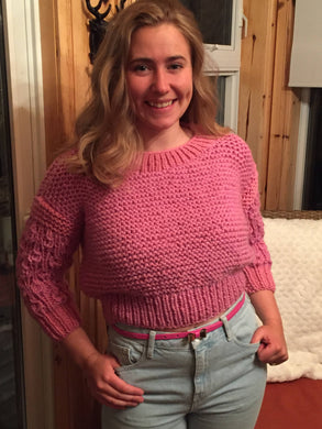 Knitted Woman Crop Top In Bubblegum Color