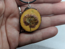 Handmade Live Edge Wood and Gemstone Pendant - Red Clover and Peridot