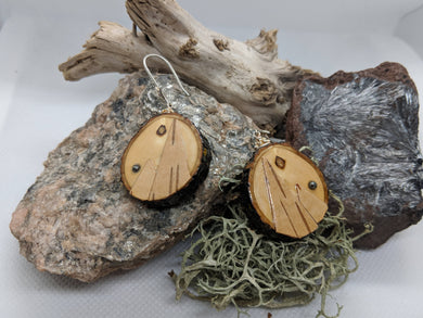 Handmade Live Edge Wood and Birch Bark Earrings