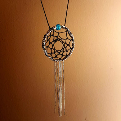 Blue Bead Dreamcatcher necklace