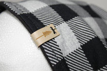 Reversible Grey White Buffalo Plaid and Black Slouchy Beanie Hat - Adult