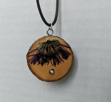 Handmade Live Edge Wood and Gemstone Pendant - Aster and Pearl