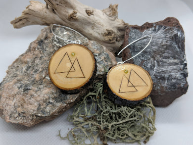 Handmade Live Edge Wood and Gemstone Earrings