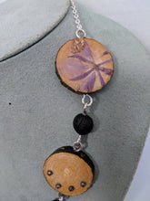 Handmade Live Edge Wood and Gemstone Necklace - Lava Beads and Pyrite