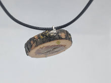 Handmade Live Edge Wood and Gemstone Pendant - Red Clover and Peridot