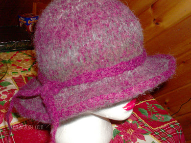 Hand knit felted hat