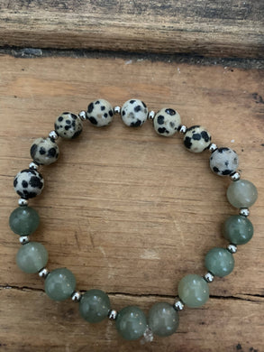 Dalmatian Jasper and Aventurine Mala Bracelet