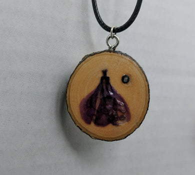 Handmade Live Edge Wood and Gemstone Pendant - Fireweed and Labradorite