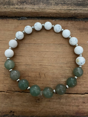 Howlite and Aventurine Mala Bracelet