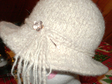 Hand knit and designed boiled wool hat