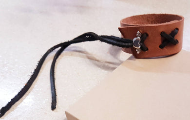 Leather Cuff with Flying Heart Charm