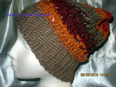 Adult Sized Waffle Stitch Crocheted Slouchy/Beanie