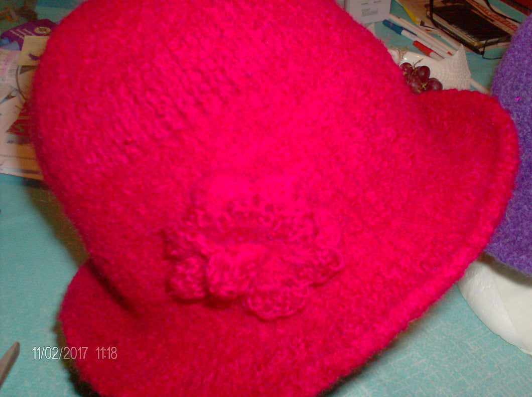 Hand knit boiled wool hat