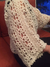 Off White Crochet Lace Sweater With Light Glitter