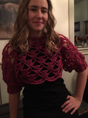 Crochet Decorative Shrug Raspberry Color