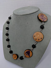 Handmade Live Edge Wood and Gemstone Necklace - Lava Beads and Pyrite