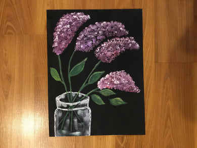 Hand painted lilac in vase